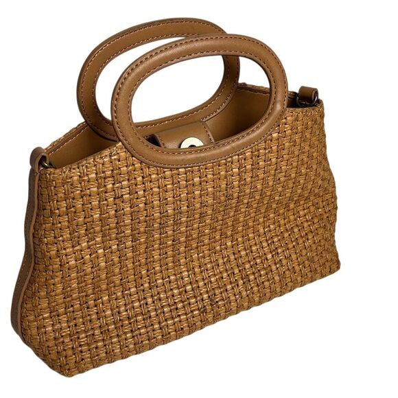 Vintage Fossil Woven Straw & Leather Top Handle Handbag Brown Casual - Picture 11 of 11